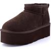 image:imageCUSHIONAIRE Hippy Womens Platform Ankle Boots  Genuine Suede Faux Fur Lining Cozy Winter SlipOn Design Comfortable Footwear with Wide Widths AvailableChocolate