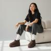 image:imageCUSHIONAIRE Hippy Womens Platform Ankle Boots  Genuine Suede Faux Fur Lining Cozy Winter SlipOn Design Comfortable Footwear with Wide Widths AvailableChocolate