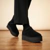 image:imageCUSHIONAIRE Huggy2 Platform Slippers for Women Cozy Genuine Suede SlipOn Ankle Boots for Indoor Outdoor Wear Womens SlippersBlack
