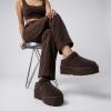 image:imageCUSHIONAIRE Huggy2 Platform Slippers for Women Cozy Genuine Suede SlipOn Ankle Boots for Indoor Outdoor Wear Womens SlippersChocolate