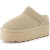 image:imageCUSHIONAIRE Huggy2 Platform Slippers for Women Cozy Genuine Suede SlipOn Ankle Boots for Indoor Outdoor Wear Womens SlippersSand