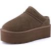 image:imageCUSHIONAIRE Huggy2 Platform Slippers for Women Cozy Genuine Suede SlipOn Ankle Boots for Indoor Outdoor Wear Womens SlippersTaupe