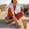 image:imageCUSHIONAIRE Lizzy Cork Footbed Womens Sandals  Comfortable Braided Summer Slip On Slide Sandals for WomenRose Gold