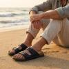image:imageCUSHIONAIRE Mars Slide Sandals for Men Comfortable Adjustable Double Buckle Mens Sandals with Arch Support Footbed and EVA OutsoleBlack