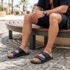image:imageCUSHIONAIRE Mars Slide Sandals for Men Comfortable Adjustable Double Buckle Mens Sandals with Arch Support Footbed and EVA OutsoleBlack Nappa