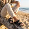 image:imageCUSHIONAIRE Mars Slide Sandals for Men Comfortable Adjustable Double Buckle Mens Sandals with Arch Support Footbed and EVA OutsoleBlack Nappa