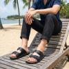 image:imageCUSHIONAIRE Mars Slide Sandals for Men Comfortable Adjustable Double Buckle Mens Sandals with Arch Support Footbed and EVA OutsoleBlack Nappa