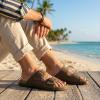 image:imageCUSHIONAIRE Mars Slide Sandals for Men Comfortable Adjustable Double Buckle Mens Sandals with Arch Support Footbed and EVA OutsoleBrown