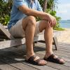 image:imageCUSHIONAIRE Mars Slide Sandals for Men Comfortable Adjustable Double Buckle Mens Sandals with Arch Support Footbed and EVA OutsoleBrown Nappa