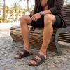 image:imageCUSHIONAIRE Mars Slide Sandals for Men Comfortable Adjustable Double Buckle Mens Sandals with Arch Support Footbed and EVA OutsoleBrown Nappa
