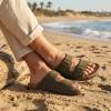 image:imageCUSHIONAIRE Mars Slide Sandals for Men Comfortable Adjustable Double Buckle Mens Sandals with Arch Support Footbed and EVA OutsoleGreen