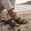 image:imageCUSHIONAIRE Mars Slide Sandals for Men Comfortable Adjustable Double Buckle Mens Sandals with Arch Support Footbed and EVA OutsoleGreen
