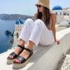 image:imageCUSHIONAIRE Melissa Espadrille Platform Sandals For Women with Adjustable Ankle Strap and Memory Foam InsoleComfortable Womens Sandals for SummerBlack