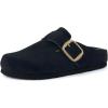 image:imageCUSHIONAIRE Rusty Genuine Leather Clogs for Women Comfortable Slip On Womens Shoes with Adjustable Buckle and Soft Memory FoamBlack