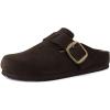 image:imageCUSHIONAIRE Rusty Genuine Leather Clogs for Women Comfortable Slip On Womens Shoes with Adjustable Buckle and Soft Memory FoamChocolate