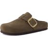image:imageCUSHIONAIRE Rusty Genuine Leather Clogs for Women Comfortable Slip On Womens Shoes with Adjustable Buckle and Soft Memory FoamDasr Taupe