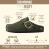 image:imageCUSHIONAIRE Rusty Genuine Leather Clogs for Women Comfortable Slip On Womens Shoes with Adjustable Buckle and Soft Memory FoamKhaki