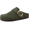 image:imageCUSHIONAIRE Rusty Genuine Leather Clogs for Women Comfortable Slip On Womens Shoes with Adjustable Buckle and Soft Memory FoamKhaki