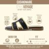 image:imageCUSHIONAIRE Voyage Cutout Strap Slides for Women Slip On Summer Flats Trendy Footwear Memory Foam Vegan Leather Comfortable Vacation Style SandalsBlack Woven