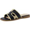 image:imageCUSHIONAIRE Voyage Cutout Strap Slides for Women Slip On Summer Flats Trendy Footwear Memory Foam Vegan Leather Comfortable Vacation Style SandalsBlack Woven