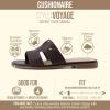 image:imageCUSHIONAIRE Voyage Cutout Strap Slides for Women Slip On Summer Flats Trendy Footwear Memory Foam Vegan Leather Comfortable Vacation Style SandalsChocolate