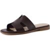 image:imageCUSHIONAIRE Voyage Cutout Strap Slides for Women Slip On Summer Flats Trendy Footwear Memory Foam Vegan Leather Comfortable Vacation Style SandalsChocolate