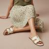 image:imageCUSHIONAIRE Voyage Cutout Strap Slides for Women Slip On Summer Flats Trendy Footwear Memory Foam Vegan Leather Comfortable Vacation Style SandalsCream Woven