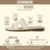image:imageCUSHIONAIRE Voyage Cutout Strap Slides for Women Slip On Summer Flats Trendy Footwear Memory Foam Vegan Leather Comfortable Vacation Style SandalsCream Woven
