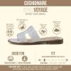 image:imageCUSHIONAIRE Voyage Cutout Strap Slides for Women Slip On Summer Flats Trendy Footwear Memory Foam Vegan Leather Comfortable Vacation Style SandalsEmbellish Clear