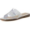 image:imageCUSHIONAIRE Voyage Cutout Strap Slides for Women Slip On Summer Flats Trendy Footwear Memory Foam Vegan Leather Comfortable Vacation Style SandalsEmbellish Clear