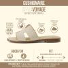 image:imageCUSHIONAIRE Voyage Cutout Strap Slides for Women Slip On Summer Flats Trendy Footwear Memory Foam Vegan Leather Comfortable Vacation Style SandalsEmbellish Tan