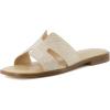 image:imageCUSHIONAIRE Voyage Cutout Strap Slides for Women Slip On Summer Flats Trendy Footwear Memory Foam Vegan Leather Comfortable Vacation Style SandalsEmbellish Tan