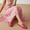 image:imageCUSHIONAIRE Voyage Cutout Strap Slides for Women Slip On Summer Flats Trendy Footwear Memory Foam Vegan Leather Comfortable Vacation Style SandalsFuchsia