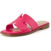 image:imageCUSHIONAIRE Voyage Cutout Strap Slides for Women Slip On Summer Flats Trendy Footwear Memory Foam Vegan Leather Comfortable Vacation Style SandalsFuchsia