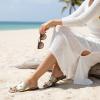 image:imageCUSHIONAIRE Voyage Cutout Strap Slides for Women Slip On Summer Flats Trendy Footwear Memory Foam Vegan Leather Comfortable Vacation Style SandalsGold
