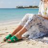 image:imageCUSHIONAIRE Voyage Cutout Strap Slides for Women Slip On Summer Flats Trendy Footwear Memory Foam Vegan Leather Comfortable Vacation Style SandalsKelly Green