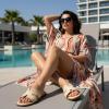 image:imageCUSHIONAIRE Voyage Cutout Strap Slides for Women Slip On Summer Flats Trendy Footwear Memory Foam Vegan Leather Comfortable Vacation Style SandalsRaffia