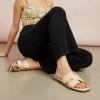 image:imageCUSHIONAIRE Voyage Cutout Strap Slides for Women Slip On Summer Flats Trendy Footwear Memory Foam Vegan Leather Comfortable Vacation Style SandalsRaffia