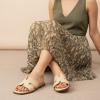 image:imageCUSHIONAIRE Voyage Cutout Strap Slides for Women Slip On Summer Flats Trendy Footwear Memory Foam Vegan Leather Comfortable Vacation Style SandalsRaffia