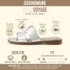 image:imageCUSHIONAIRE Voyage Cutout Strap Slides for Women Slip On Summer Flats Trendy Footwear Memory Foam Vegan Leather Comfortable Vacation Style SandalsSilver
