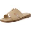 image:imageCUSHIONAIRE Voyage Cutout Strap Slides for Women Slip On Summer Flats Trendy Footwear Memory Foam Vegan Leather Comfortable Vacation Style SandalsTan