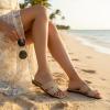image:imageCUSHIONAIRE Voyage Cutout Strap Slides for Women Slip On Summer Flats Trendy Footwear Memory Foam Vegan Leather Comfortable Vacation Style SandalsTan