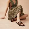 image:imageCUSHIONAIRE Voyage Cutout Strap Slides for Women Slip On Summer Flats Trendy Footwear Memory Foam Vegan Leather Comfortable Vacation Style SandalsTortoise Brown