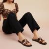 image:imageCUSHIONAIRE Voyage Cutout Strap Slides for Women Slip On Summer Flats Trendy Footwear Memory Foam Vegan Leather Comfortable Vacation Style SandalsTortoise Brown