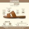 image:imageCUSHIONAIRE Voyage Cutout Strap Slides for Women Slip On Summer Flats Trendy Footwear Memory Foam Vegan Leather Comfortable Vacation Style SandalsWhiskey