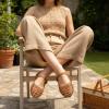 image:imageCUSHIONAIRE Weston Hand Woven Mary Jane Flats for Women Comfortable Dressy Ballet Flats with Braided Adjustable Buckle and Memory Foam CushioningCognac Woven