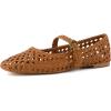 image:imageCUSHIONAIRE Weston Hand Woven Mary Jane Flats for Women Comfortable Dressy Ballet Flats with Braided Adjustable Buckle and Memory Foam CushioningCognac Woven