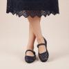image:imageCUSHIONAIRE Weston Hand Woven Mary Jane Flats for Women Comfortable Dressy Ballet Flats with Braided Adjustable Buckle and Memory Foam CushioningNavy Woven