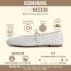 image:imageCUSHIONAIRE Weston Hand Woven Mary Jane Flats for Women Comfortable Dressy Ballet Flats with Braided Adjustable Buckle and Memory Foam CushioningWhite