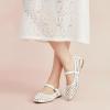 image:imageCUSHIONAIRE Weston Hand Woven Mary Jane Flats for Women Comfortable Dressy Ballet Flats with Braided Adjustable Buckle and Memory Foam CushioningWhite